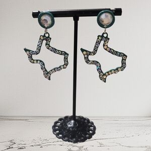 NEW Rhinestone Texas Earrings - Blue and Silver